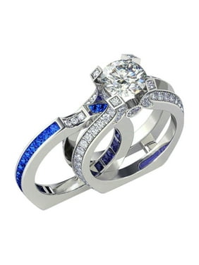 Ginger Lyne Collection Cherri Purple Princess Cut Engagement Wedding Band Bridal Set